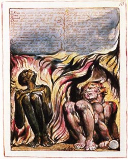 Plate 11. -Urizen and Los locked in the flames of Creation