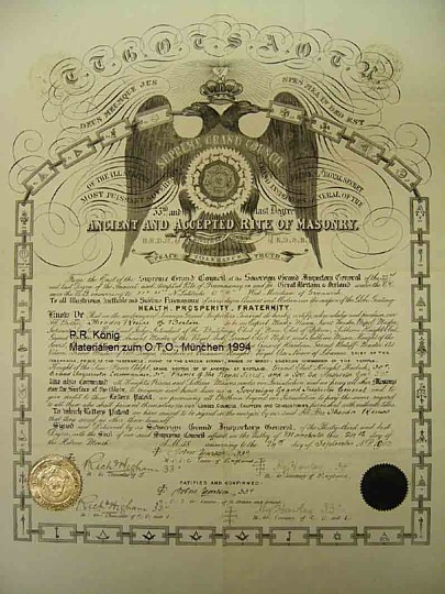 Aleister Crowley's Freemason Charter